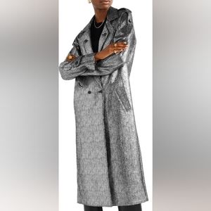 RTA Denim Silver/Metallic Trenchcoat, Large, NWOT